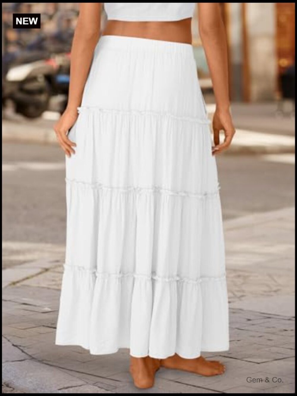 Boho Maxi Skirt High Waist with Pockets Flowy Long Skirt Women - Picture 4 of 7
